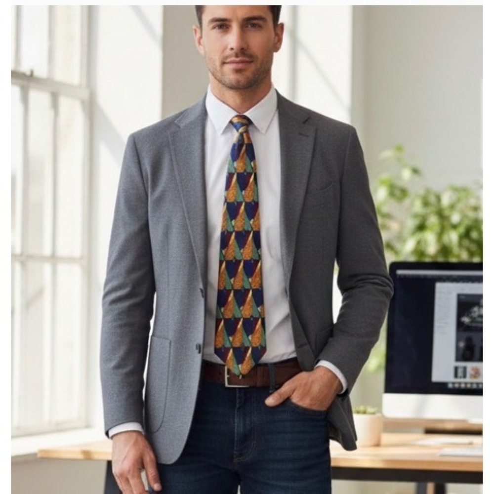 Molecular Expressions Cocktail Collection Mens Silk Tie Geometric Multicolor USA